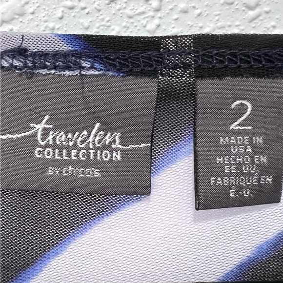 Chicos rhapsody mesh Blue and White Striped Tunic 12/L - Picture 3 of 10